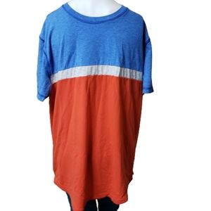 AEO Active Flex blue gray orange block shirt